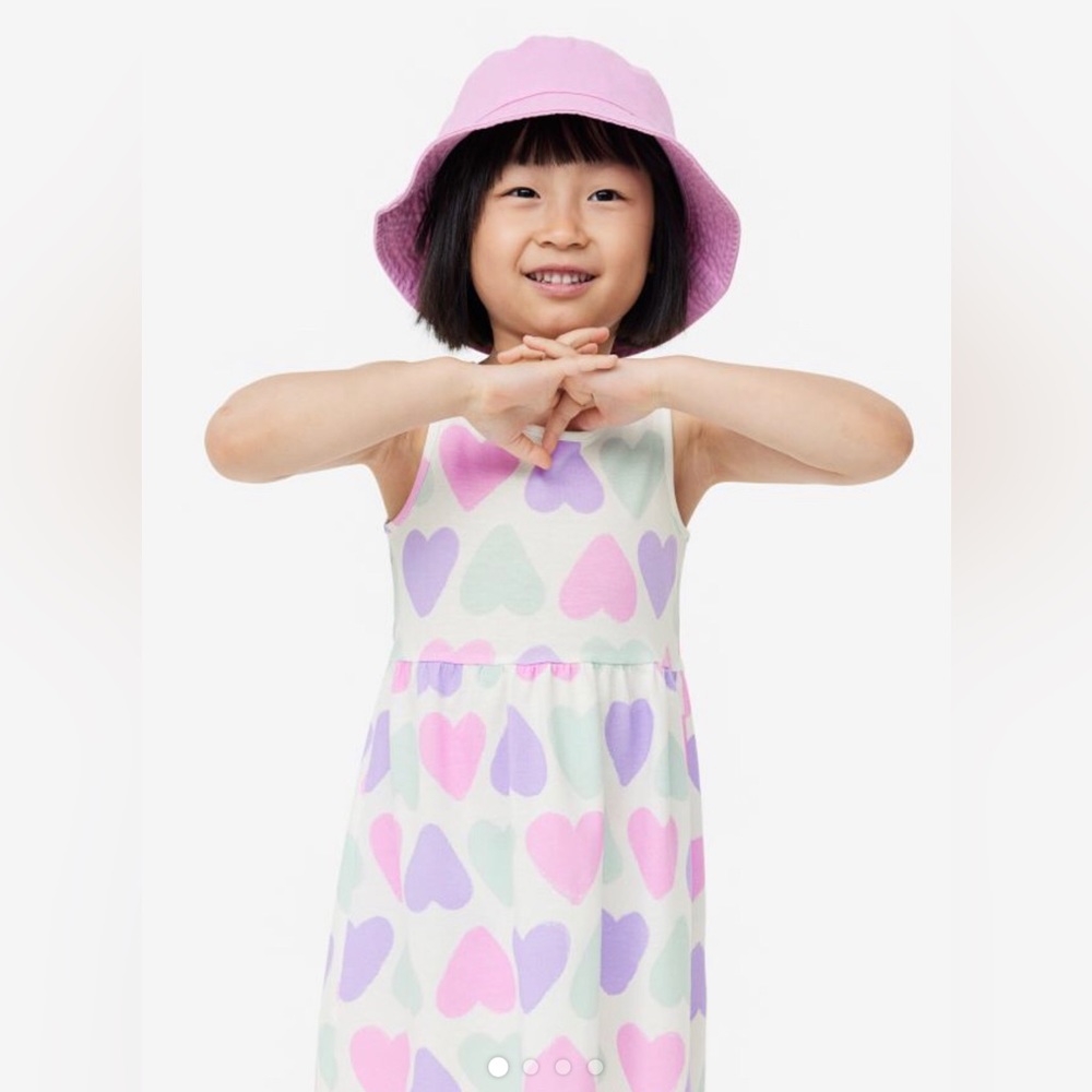 H&M Lilac/hearts Patterned Cotton Dress